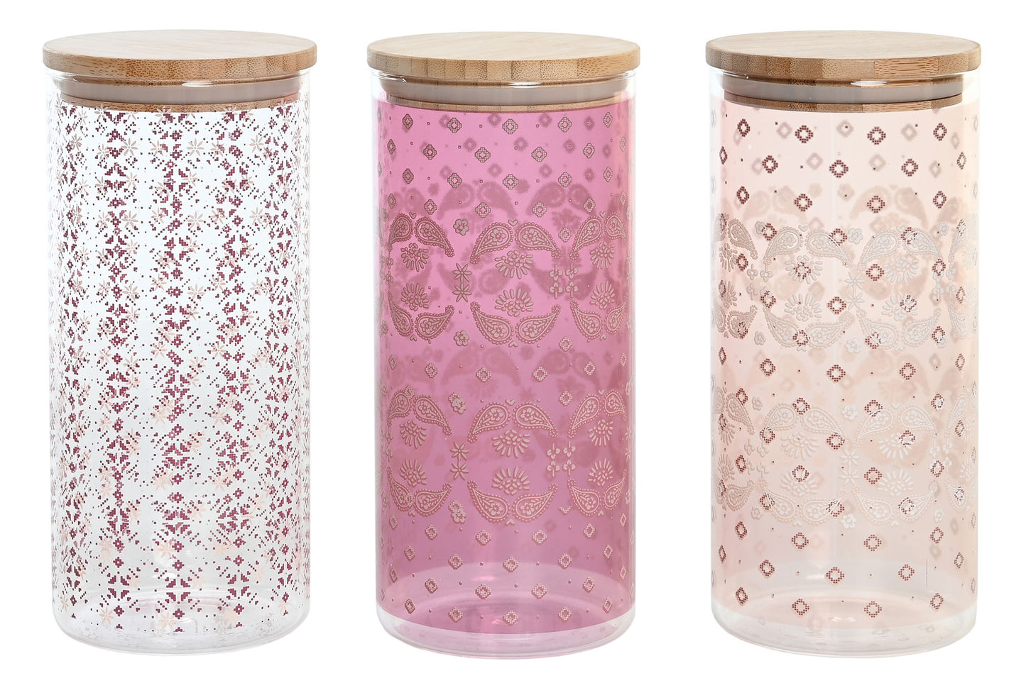 Bamboo Borosilicate Bottle 1400ml - Pink Paisley