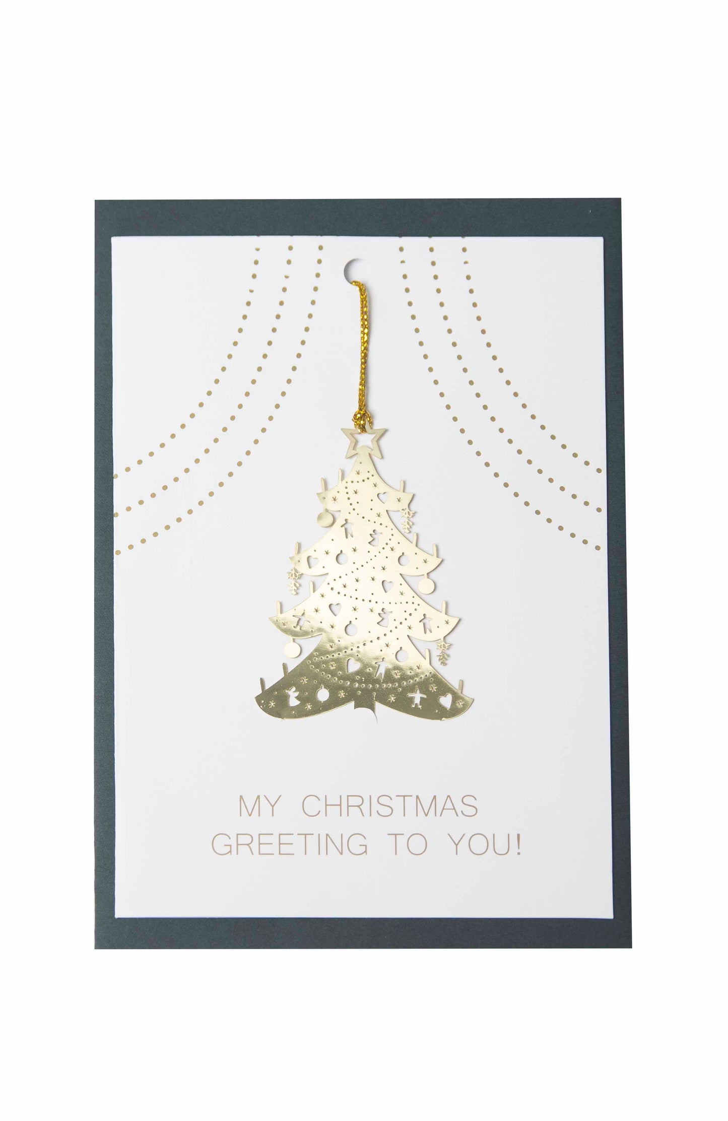 Postcard with Metal Christmas Tree Ornament