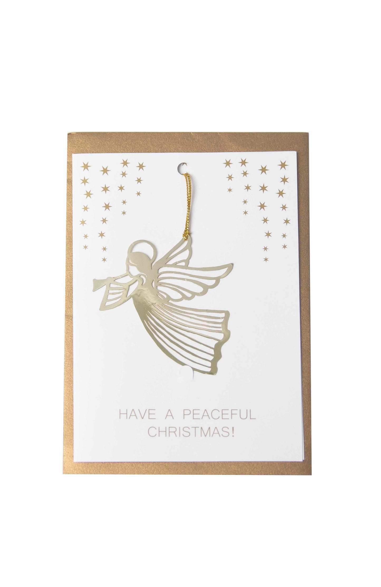 Postcard with Metal Flying Angel Ornament