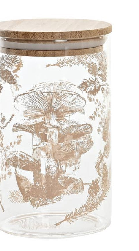 Bamboo Borosilicate Bottle 1000ml - Mushrooms