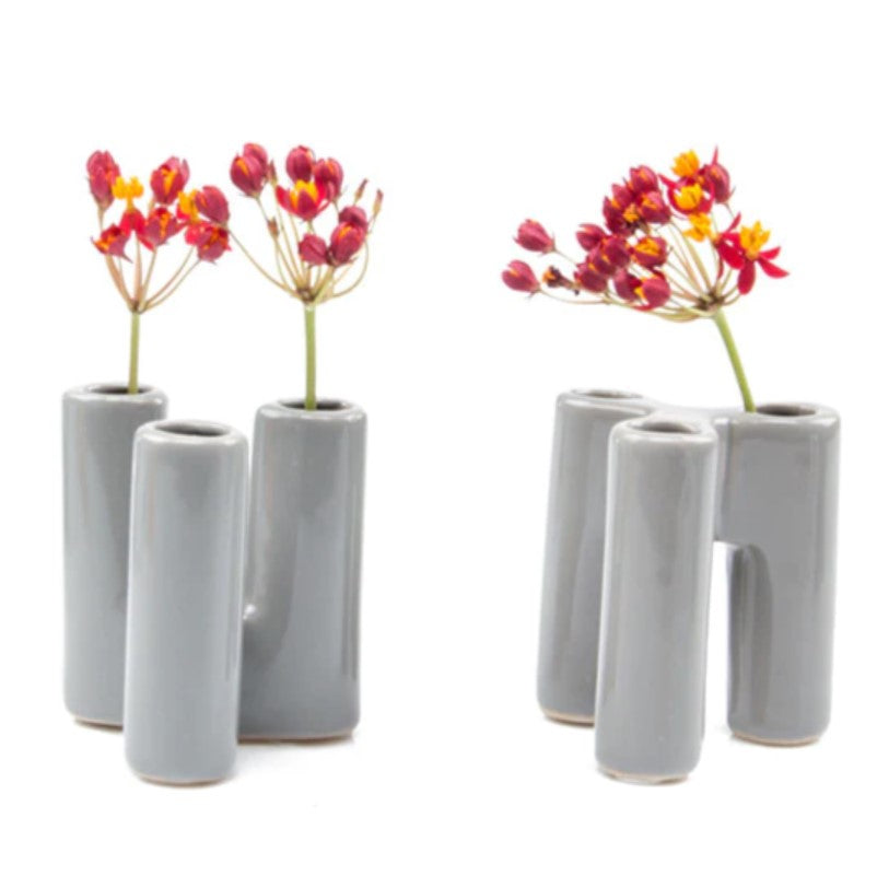 Puzzle Pooley Bud Vase - Light Grey