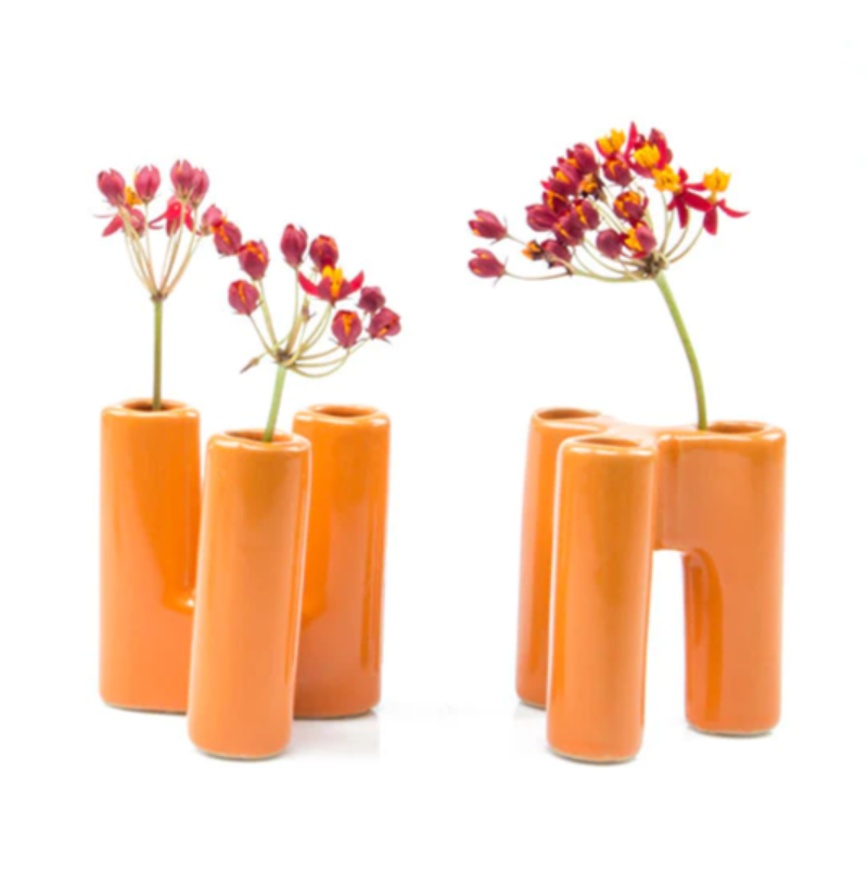 Puzzle Pooley Bud Vase - Orange