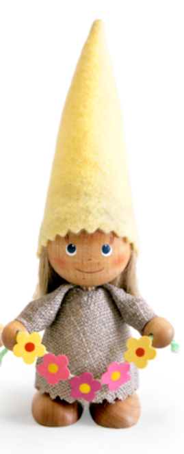Yellow Girl Tomte with Flower Garland Ornament