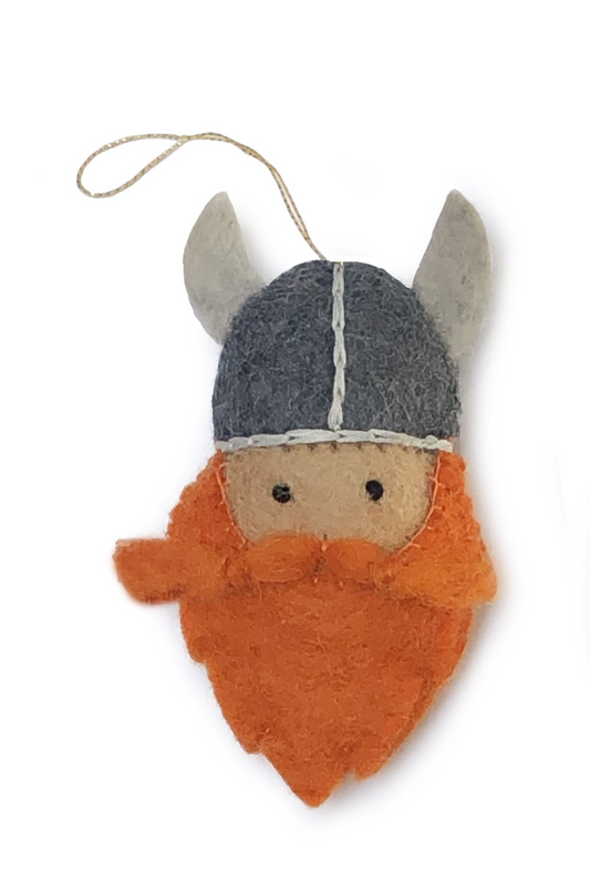 Felt Red-haired Viking Ornament