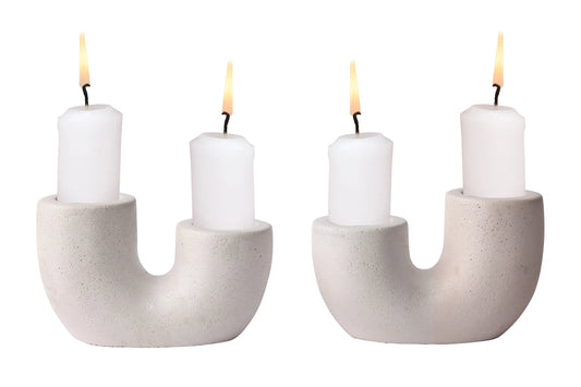 Nordic Style U Shaped Concrete Candle Holder - Ivory