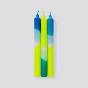 Dip Dye Neon Candles Set of 3 - Ocean Spirit