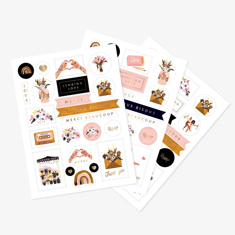 Sticker Sheets Set of 3 - Love & Thank You