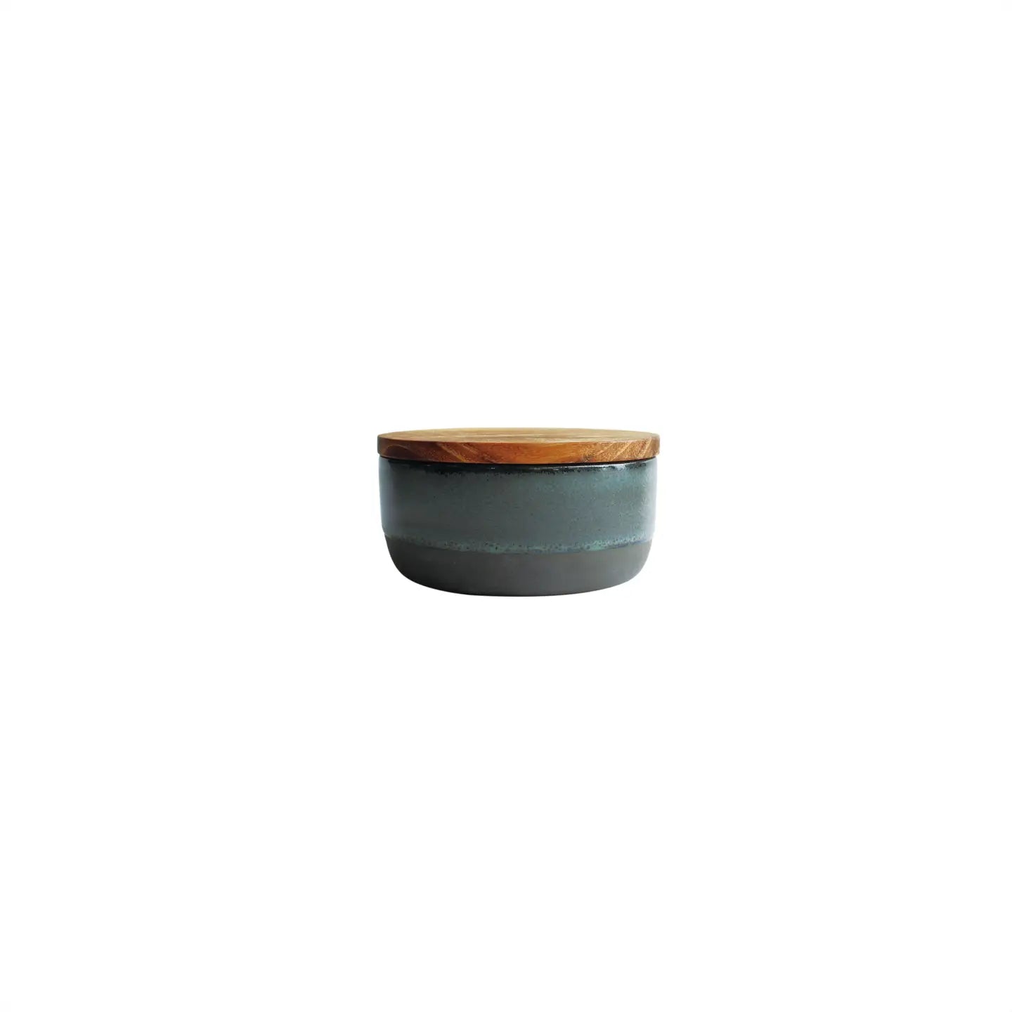 RAW Small Bowl with Teak Lid + Spoon - Northern Green