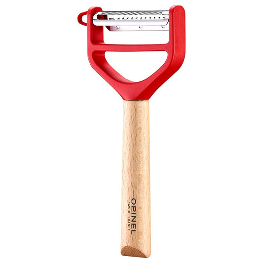 Wood Handle T-Duo Peeler - Red