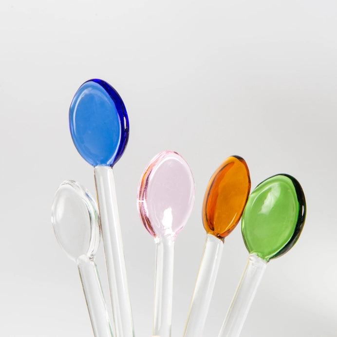 Colored Glass Tea Spoons Set