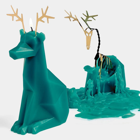 Pyropet Dyri Reindeer Skeleton Candle - Pine Green