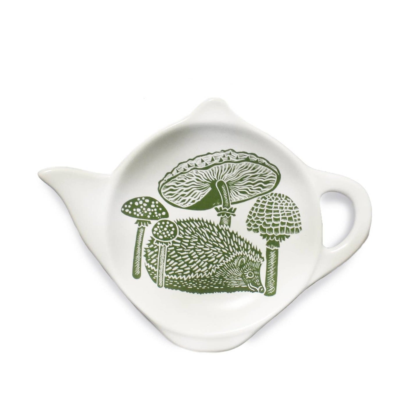 Kate Heiss Ceramic Tea Bag Spoon Holder - Mushroom Hedgehog