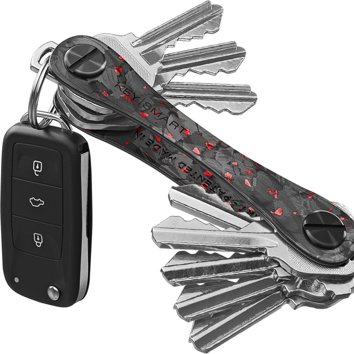 KeySmart Original Compact Key Holder; Red Forged Carbon