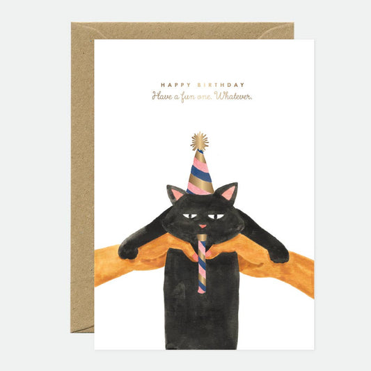 Greeting Cards - Bday Gold Whatever Cat