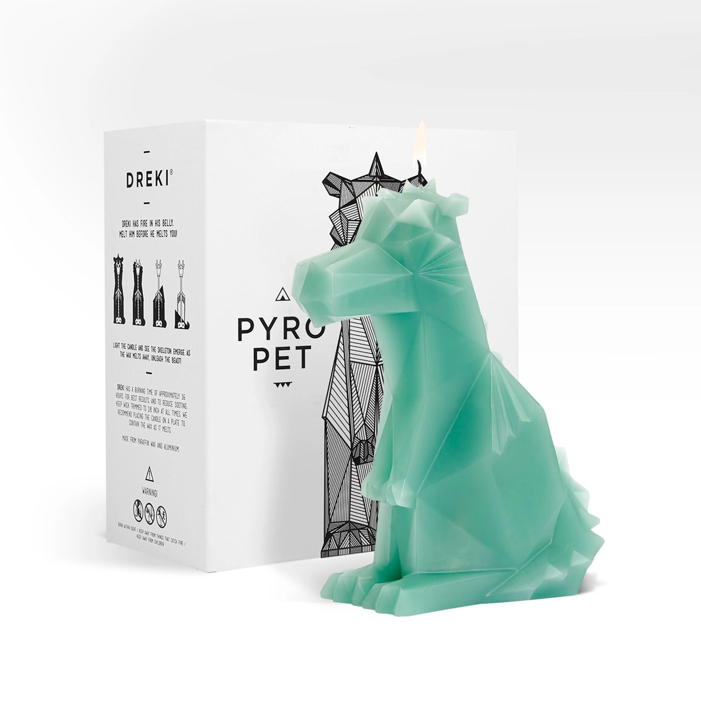 Pyropet Dreki Dragon Skeleton Candle - Sage Green