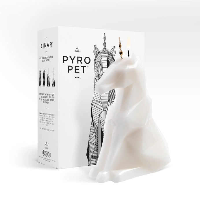 Pyropet Einar Unicorn Skeleton Candle - White (Scented)