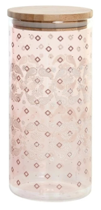 Bamboo Borosilicate Bottle 1400ml - Pink Paisley