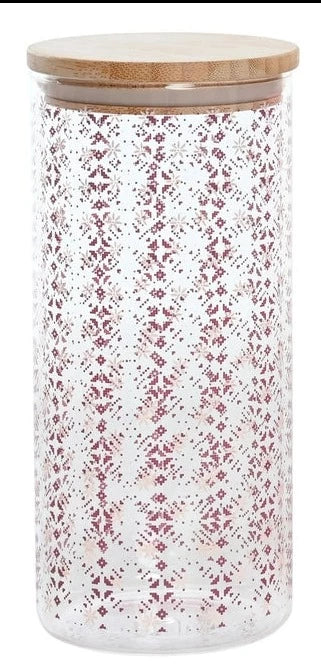 Bamboo Borosilicate Bottle 1400ml - Pink Paisley