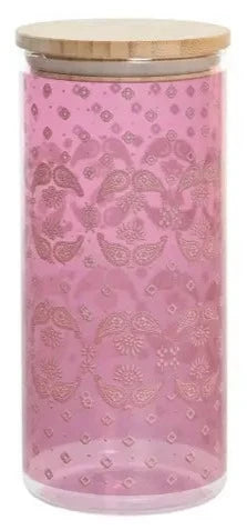 Bamboo Borosilicate Bottle 1400ml - Pink Paisley