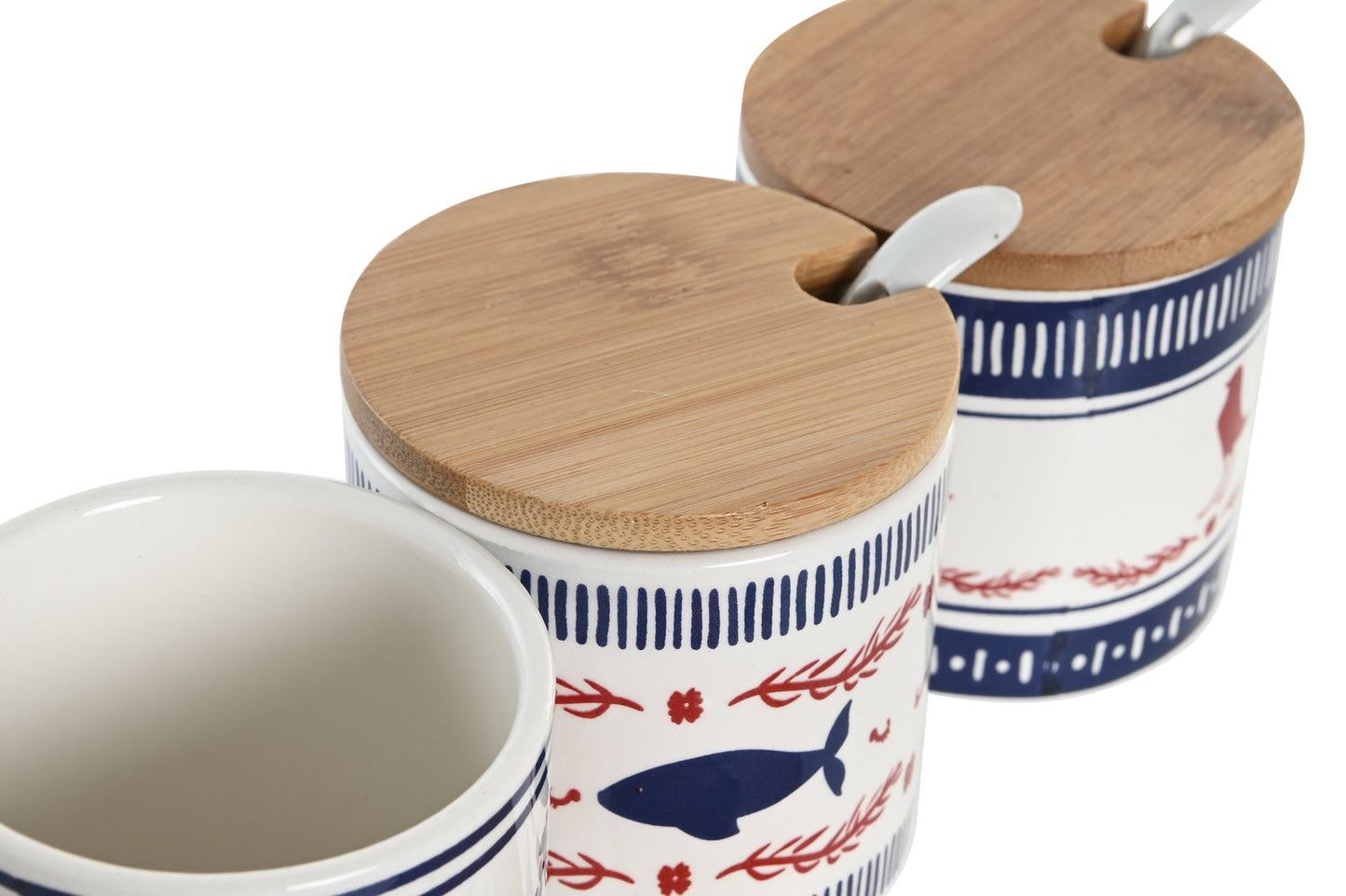 Bamboo Dolomite Sugar Bowl - Red & Blue