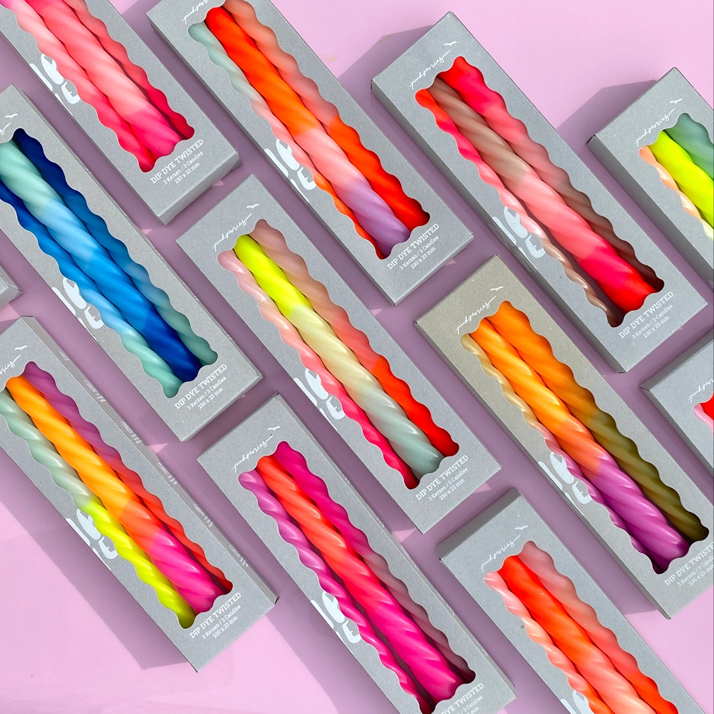 Dip Dye Twisted Candles Set of 3 - Shades of Passionfruit