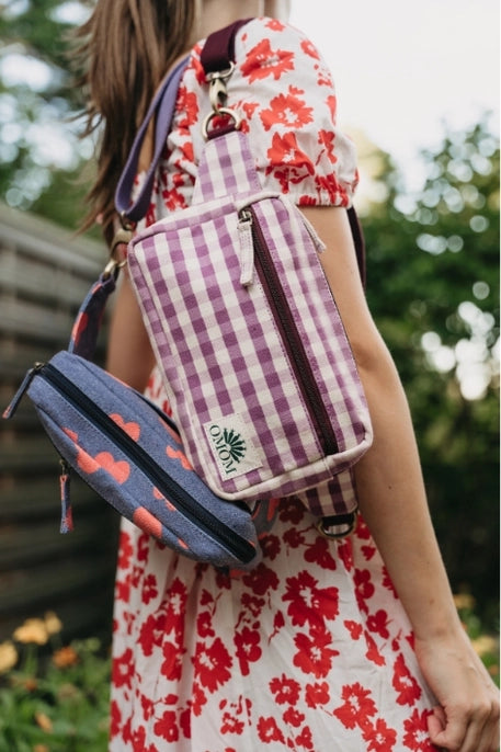 Organic Waist Bag - Checkered Purple