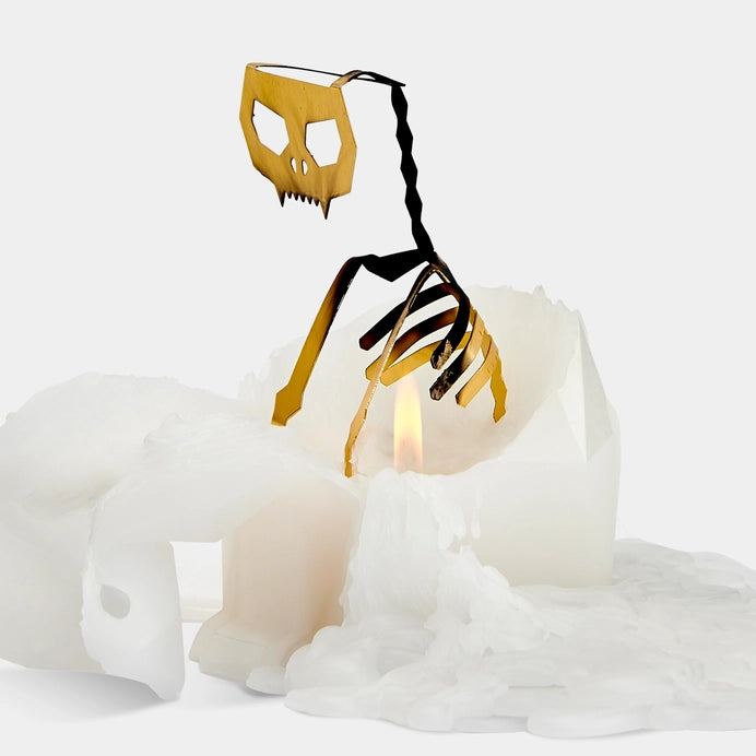 Pyropet Kisa Cat Skeleton Candle - White