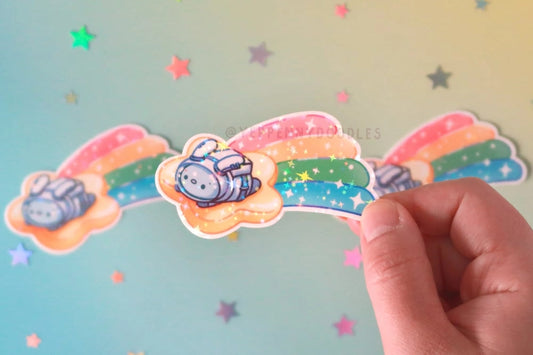 Shooting Star Bunny Holographic Sparkle Sticker