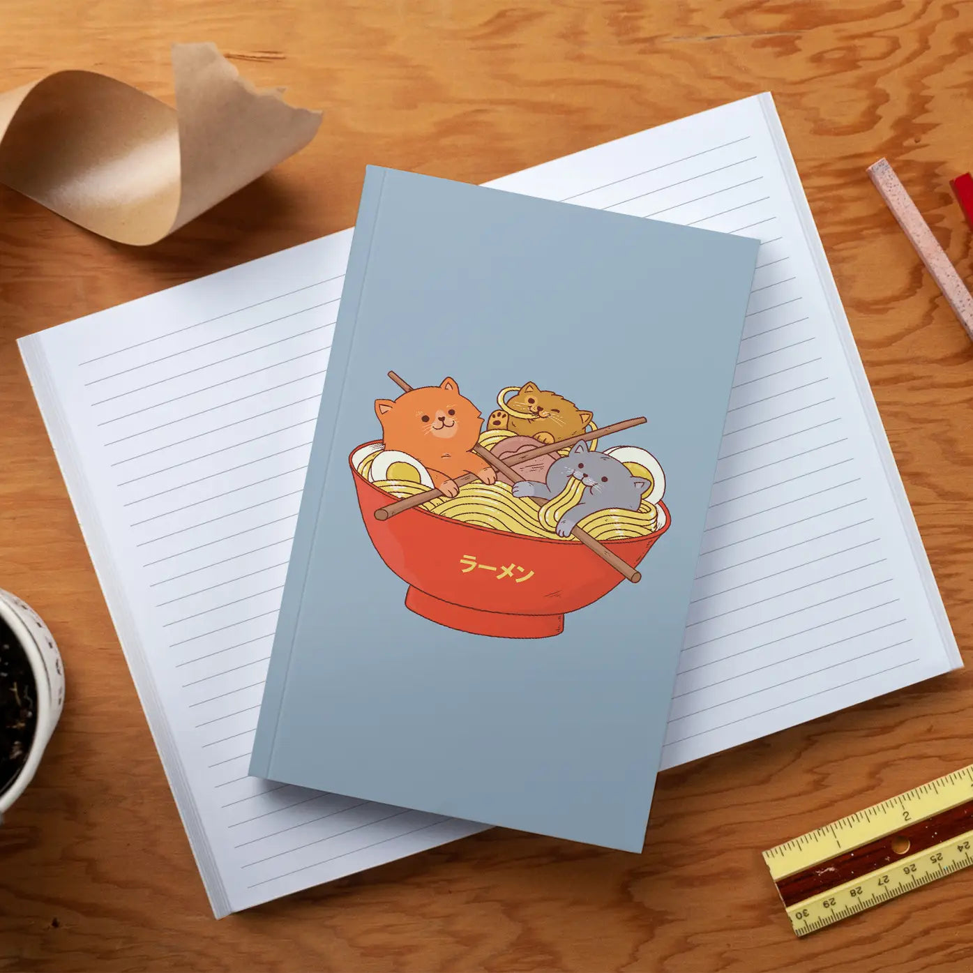 Ramen and Cats Layflat Notebook