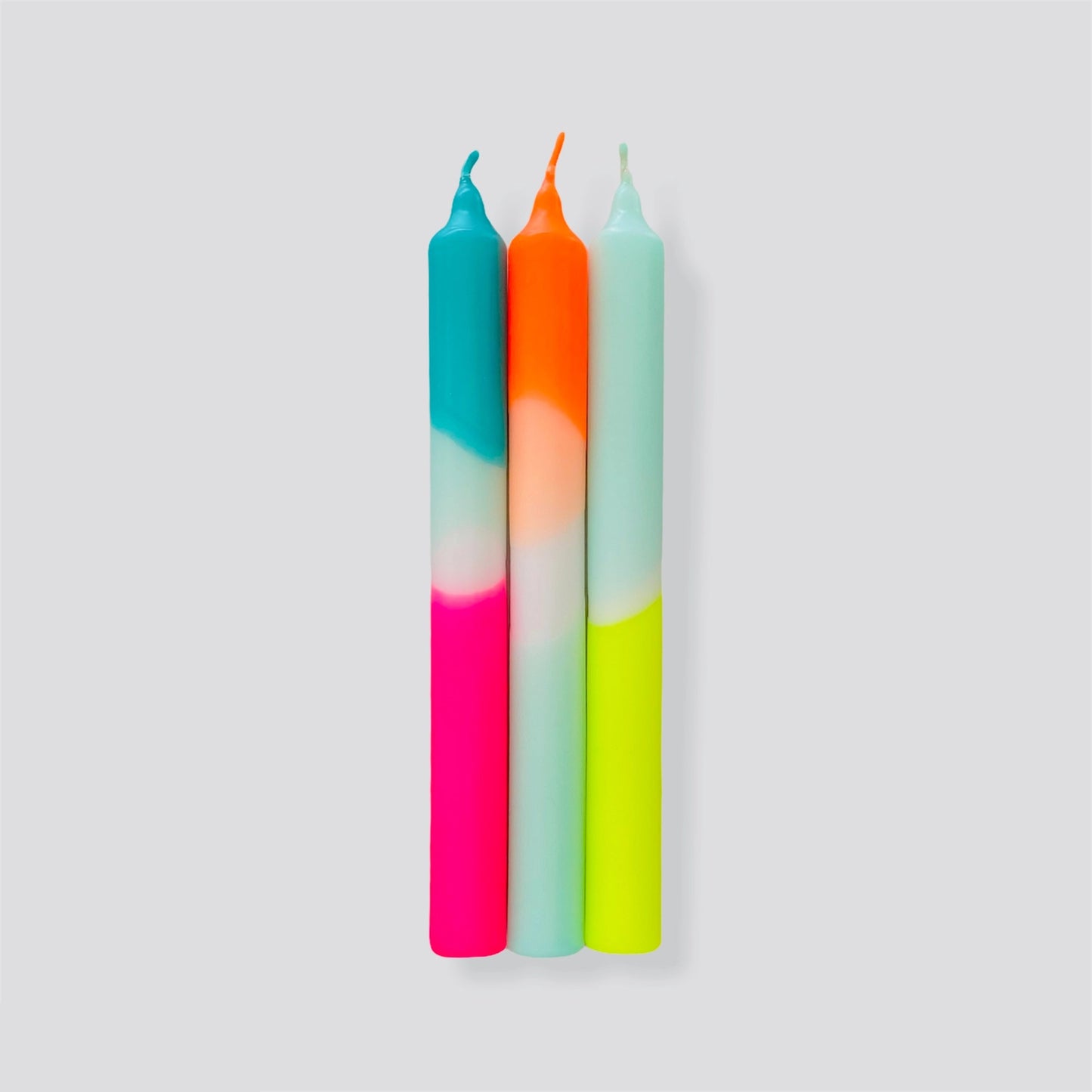 Dip Dye Neon Candles Set of 3 - Rainbow Kisses