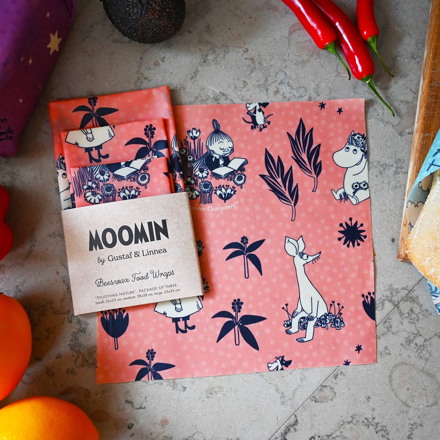 Moomin Beeswax Wrap Three-Pack - Enjoying Nature