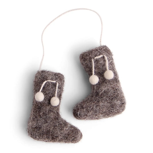 Felt Boots Ornament - Grey