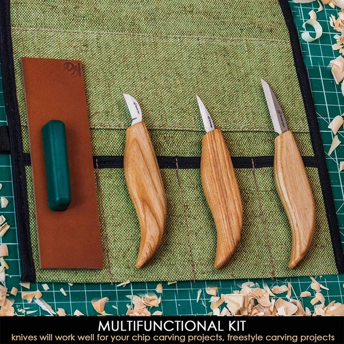 BeaverCraft S15 - Starter Chip and Whittle Knife Set with Accessories