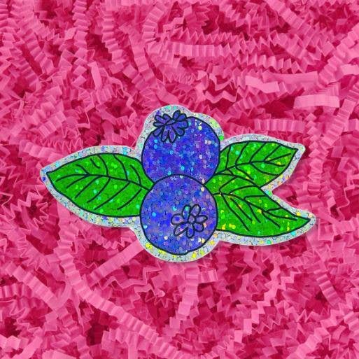 Glitter Blueberries Sticker