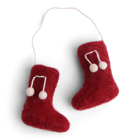 Felt Boots Ornament - Red