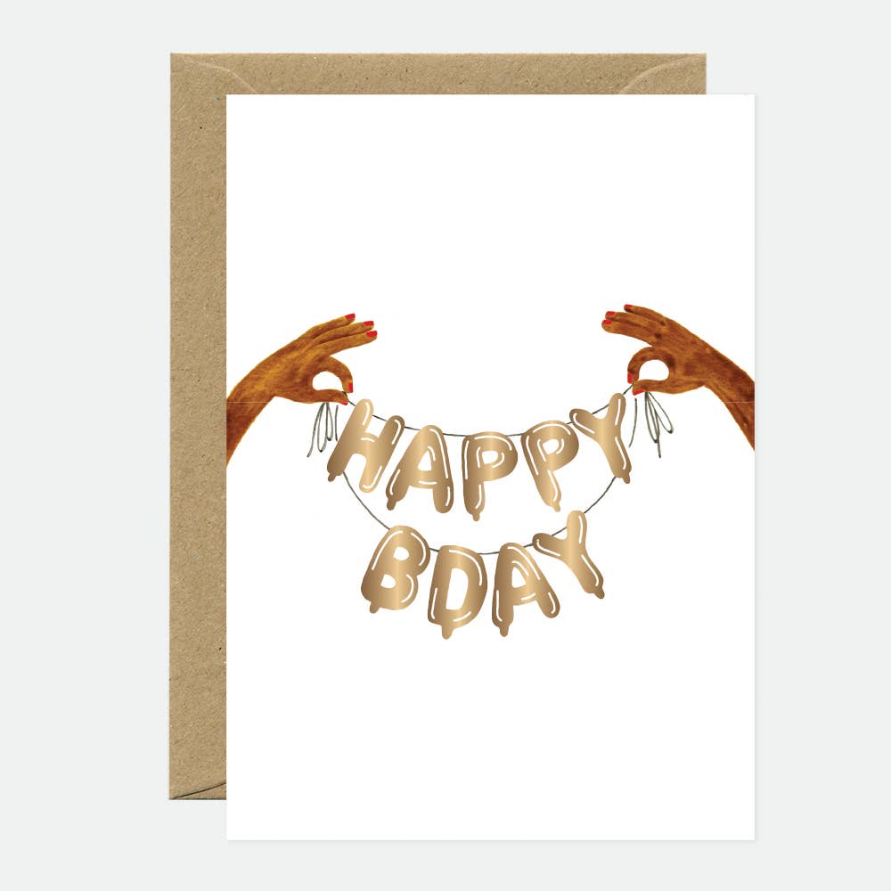 Greeting Cards - Bday Gold Balloons