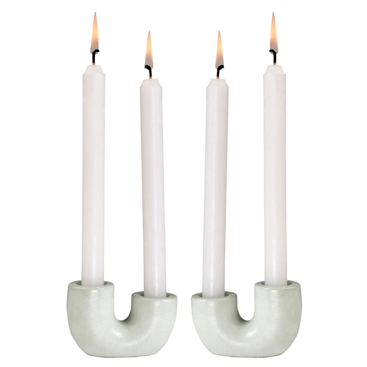 Nordic Style U Shaped Concrete Candle Holder - Light Green