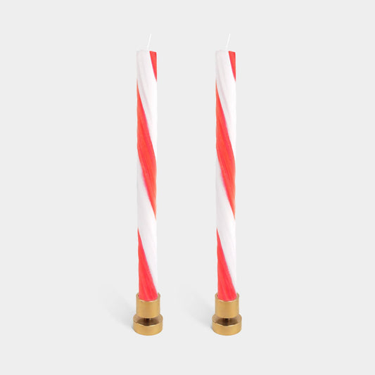 Rope Candle Sticks By Lex Pott - Candy Cane (2 Pack)