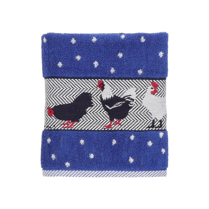 Kitchen Towel Chickens 100% Organic Cotton - Royal Blue