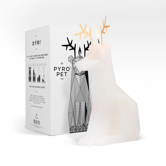 Pyropet Dyri Reindeer Skeleton Candle - White