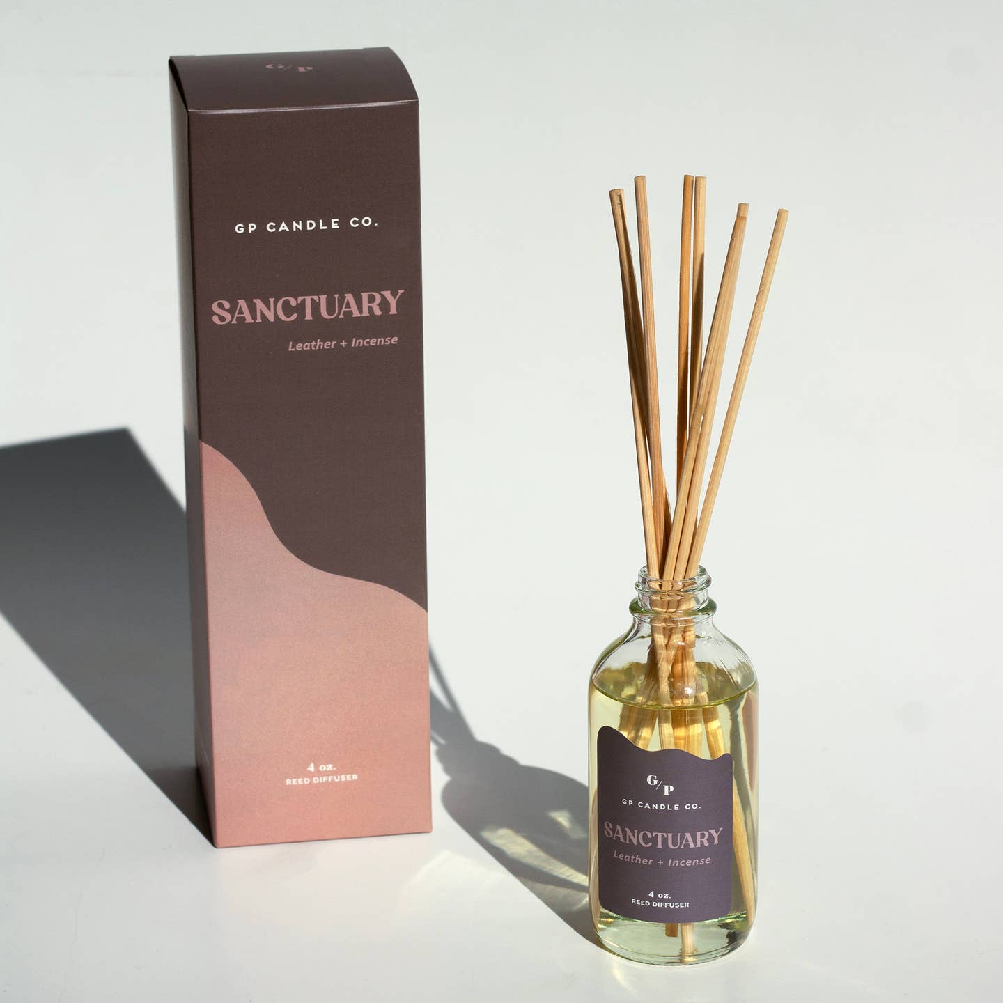 4oz Hue Reed Diffuser - Sanctuary (Leather & Incense)