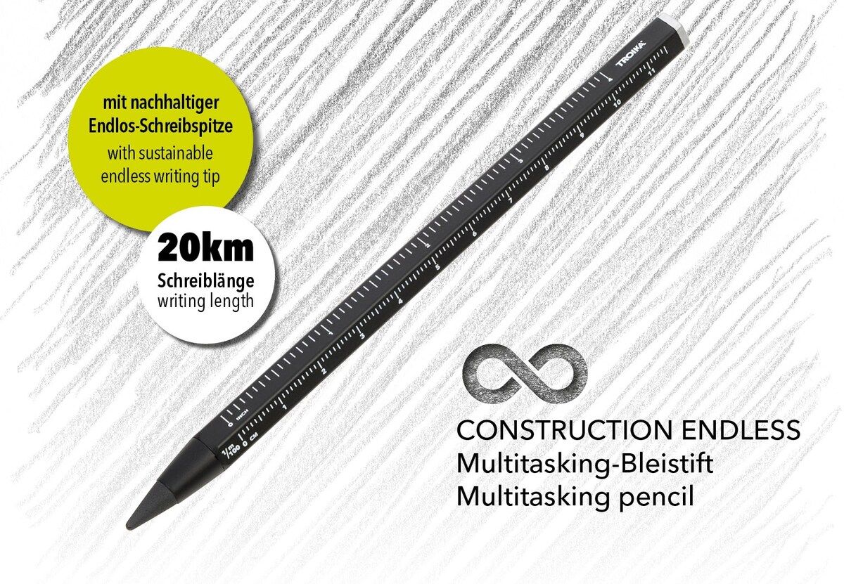 Troika Multi-Tasking Construction Endless Pencil 12.5 Miles - Black