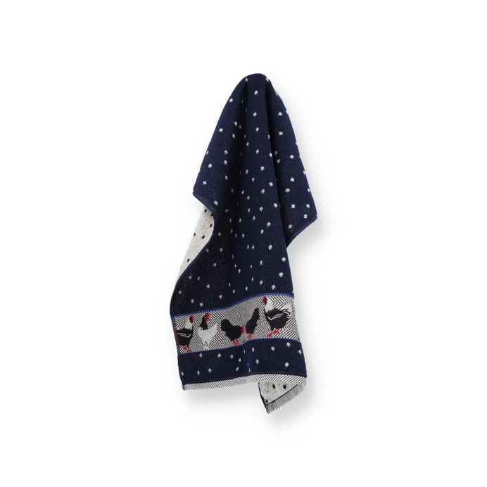 Kitchen Towel Chickens 100% Organic Cotton - Dark Blue