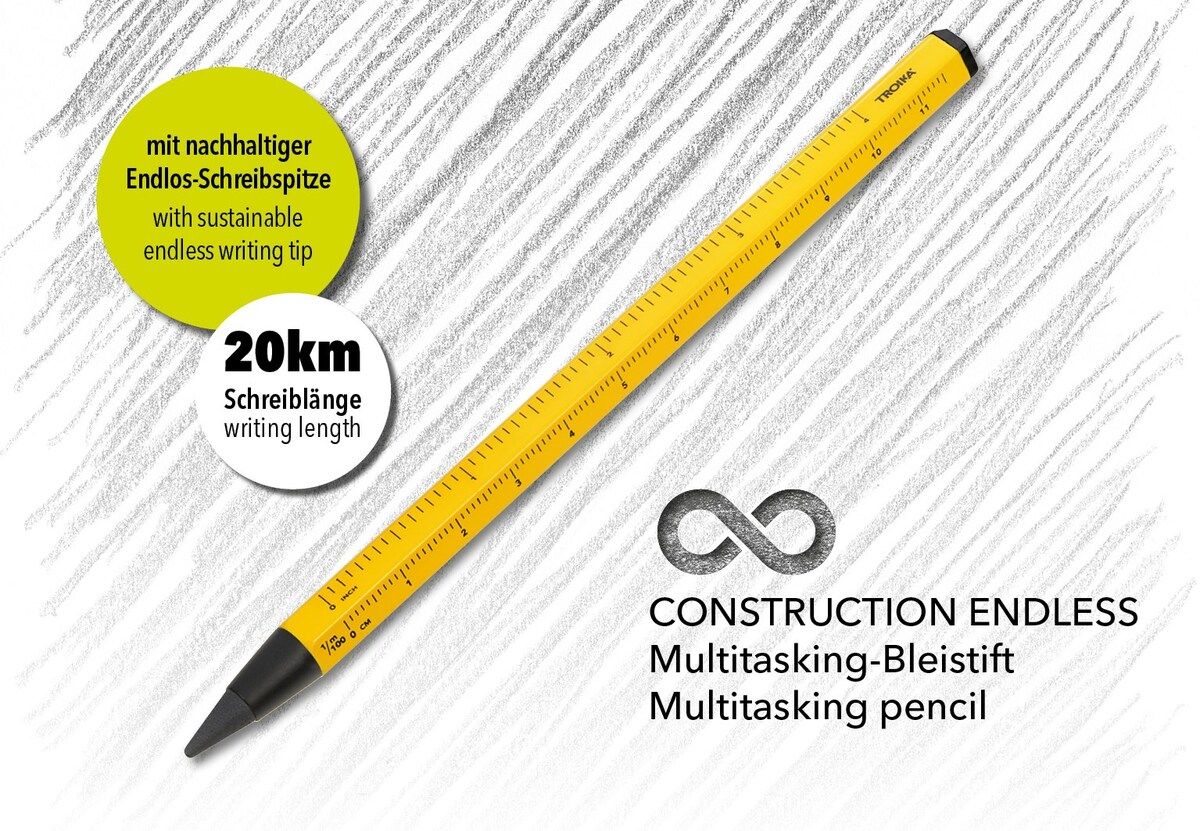 Troika Multi-Tasking Construction Endless Pencil 12.5 Miles - Yellow