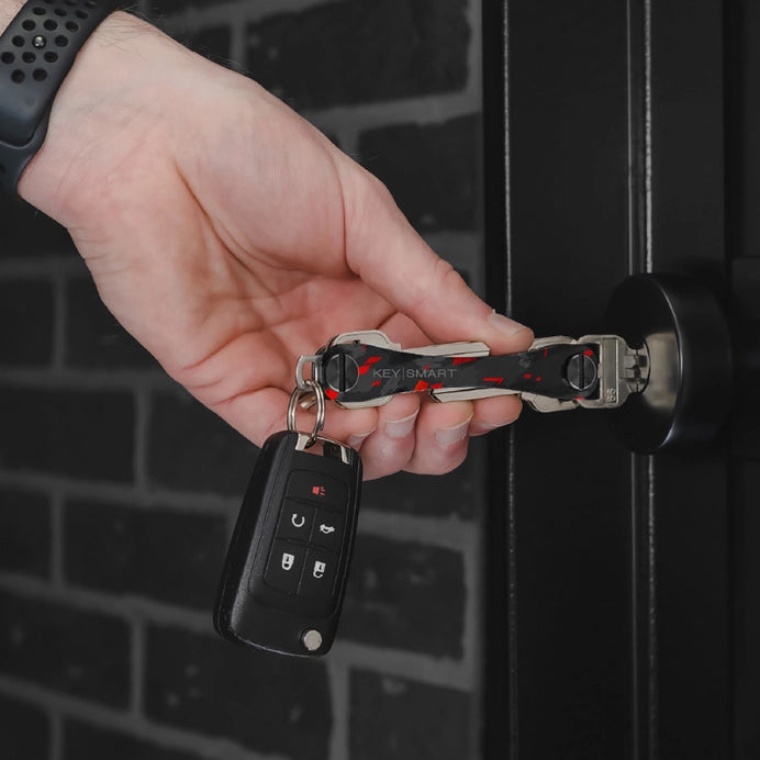 KeySmart Original Compact Key Holder; Red Forged Carbon