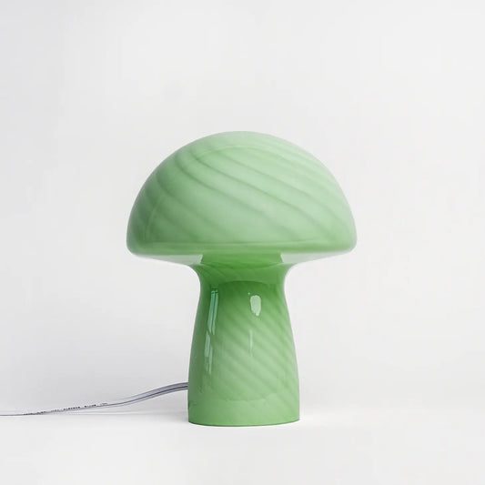 Petite Glass Mushroom Lamp - Cucumber Green Close Top