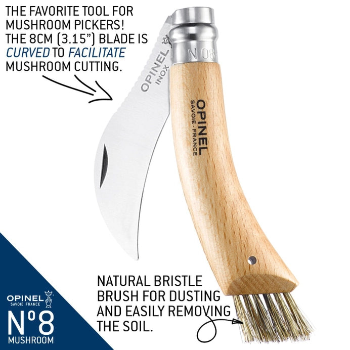 Opinel - No.08 Mushroom Knife with Brush