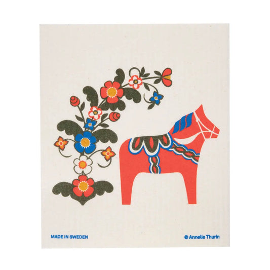 Swedish Dishcloth - Flower Dala Horse