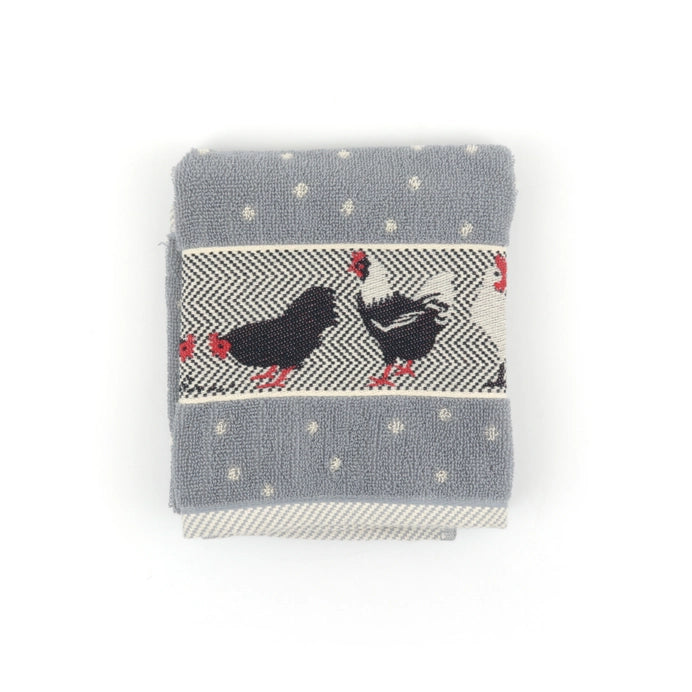 Kitchen Towel Chickens 100% Organic Cotton - Grey