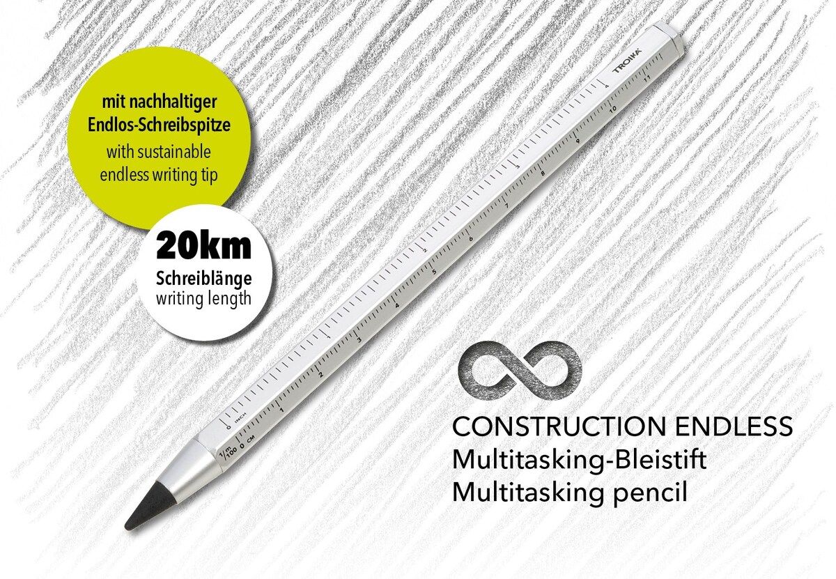 Troika Multi-Tasking Construction Endless Pencil 12.5 Miles - Silver